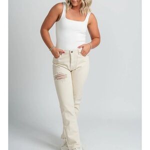 HIDDEN HIGH RISE STRAIGHT LEG JEANS CREAM  SIZE 29